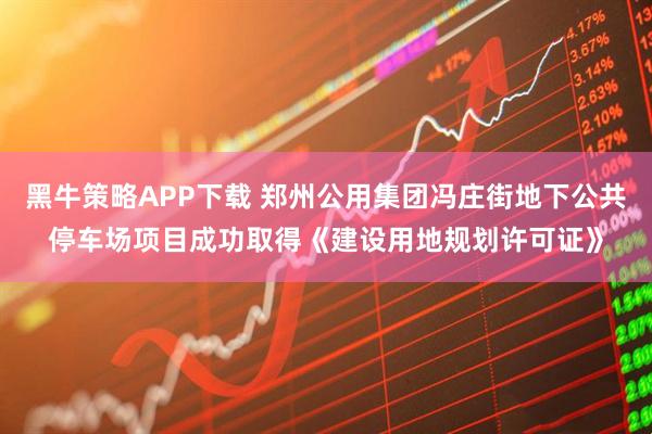 黑牛策略APP下载 郑州公用集团冯庄街地下公共停车场项目成功取得《建设用地规划许可证》